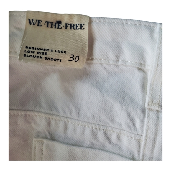 Free People Beginner Luck Slouch Shorts Optic White Roll Cuff Low Rise Denim 30 - Picture 8 of 11